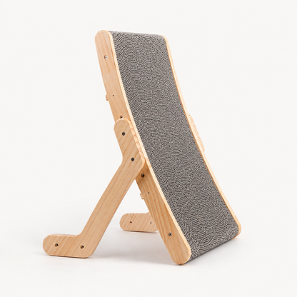 Curved Wood Cat Scratcher with Slope Design for Scratching and Lounging