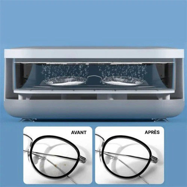 Ultrasonic Cleaner with High Frequency Vibration and Battery Operation for Eyeglasses, Jewelry, Dental Trays