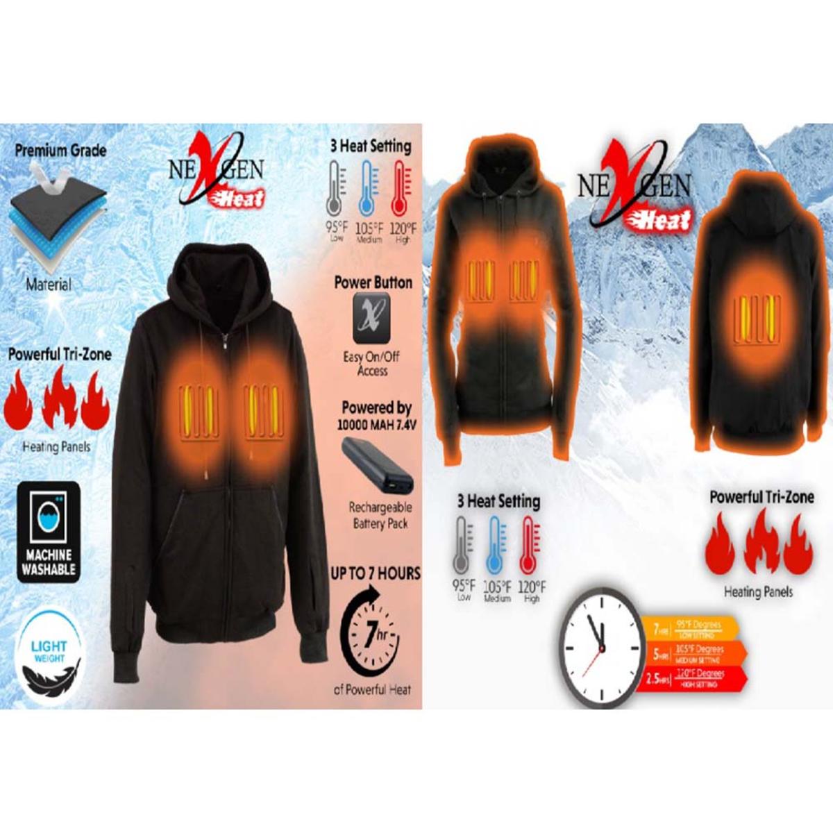 Mens Heated Hoodie with Rechargeable Battery and Three Heat Settings for Outdoor Wear
