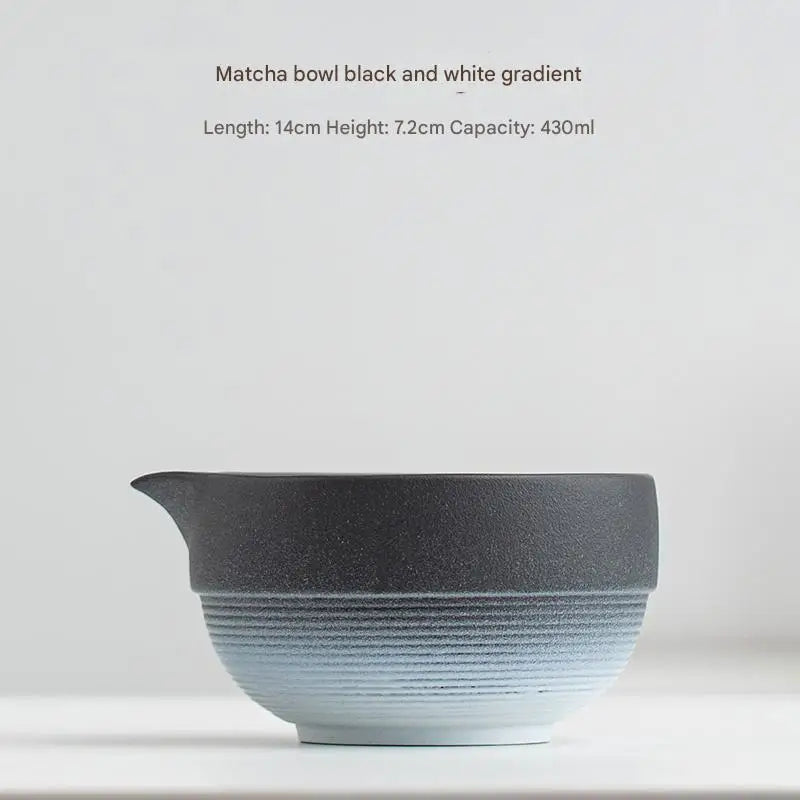 Ceramic Matcha Bowl with Wide Whisking Surface and Heat Resistant Design