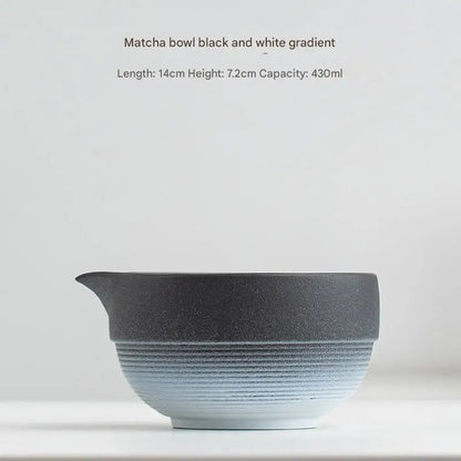 Ceramic Matcha Bowl with Wide Whisking Surface and Heat Resistant Design