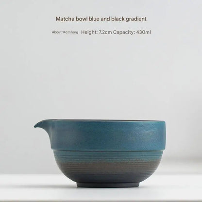 Ceramic Matcha Bowl with Wide Whisking Surface and Heat Resistant Design