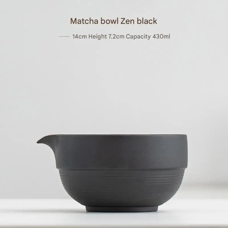 Ceramic Matcha Bowl with Wide Whisking Surface and Heat Resistant Design