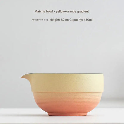 Ceramic Matcha Bowl with Wide Whisking Surface and Heat Resistant Design