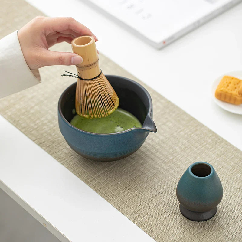 Ceramic Matcha Bowl with Wide Whisking Surface and Heat Resistant Design