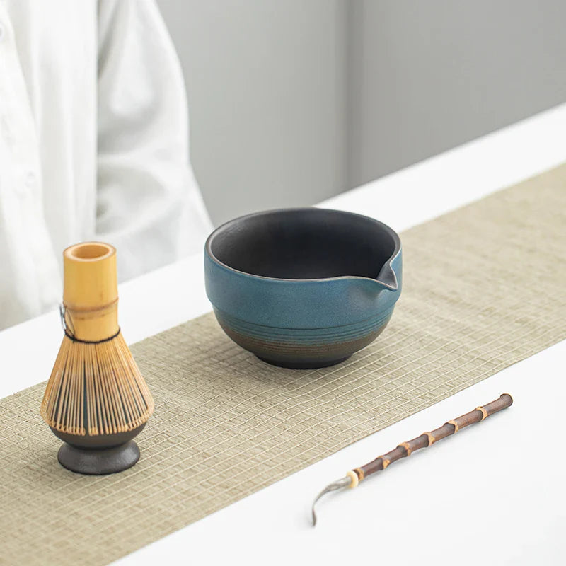 Ceramic Matcha Bowl with Wide Whisking Surface and Heat Resistant Design