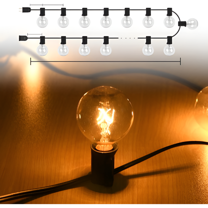 Warm White LED String Lights with Shatterproof Plastic Housing and Extendable Cord, 15m or 30m