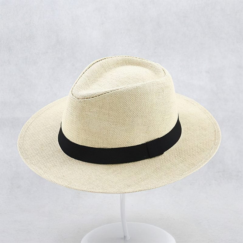 Palm Straw Wide Brim Hat with Handwoven Construction and Natural Tan Finish
