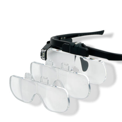 Hands Free Magnifier with Adjustable LED Light and Interchangeable Lenses