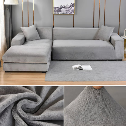 Velvet Sectional Sofa Cover with Stretchable Polyester Blend and Machine Washable Fabric