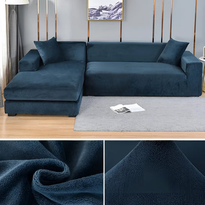Velvet Sectional Sofa Cover with Stretchable Polyester Blend and Machine Washable Fabric