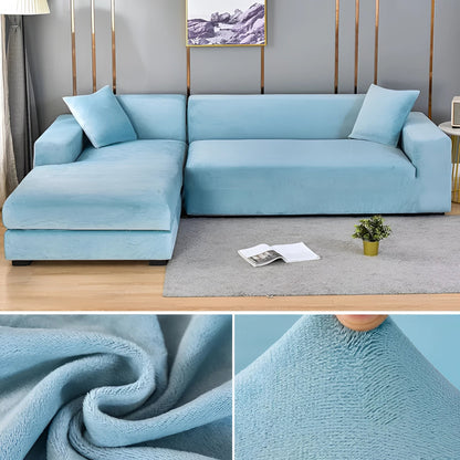 Velvet Sectional Sofa Cover with Stretchable Polyester Blend and Machine Washable Fabric