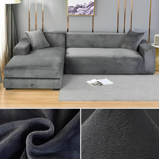 Velvet Sectional Sofa Cover with Stretchable Polyester Blend and Machine Washable Fabric