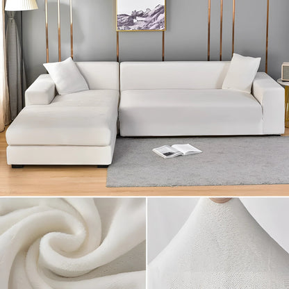 Velvet Sectional Sofa Cover with Stretchable Polyester Blend and Machine Washable Fabric