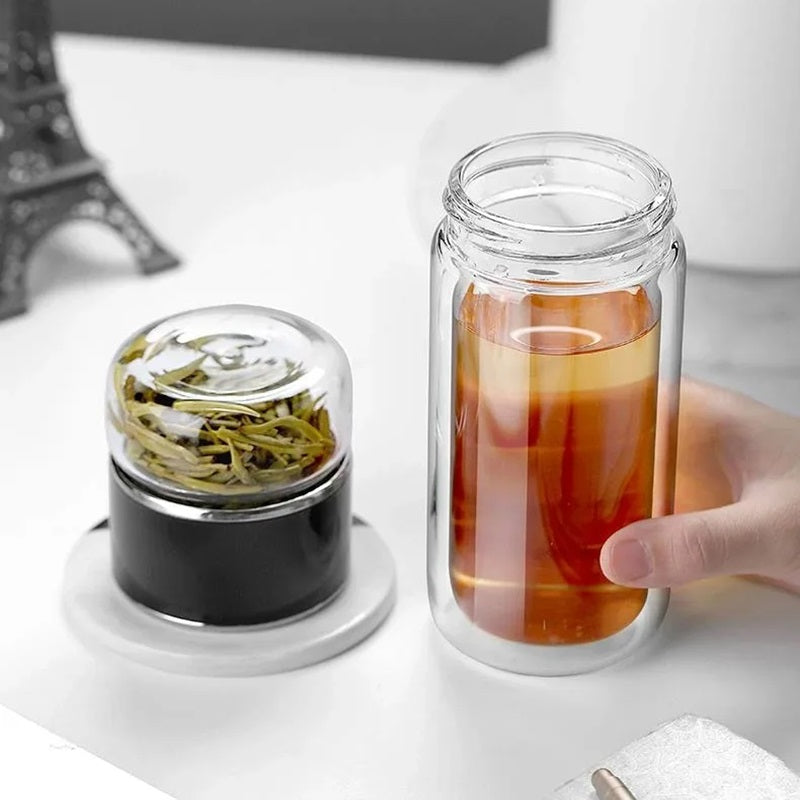 Double-Wall Glass Tea Infuser Bottle