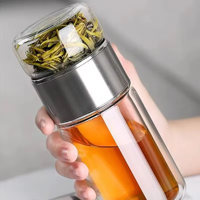 Double-Wall Glass Tea Infuser Bottle