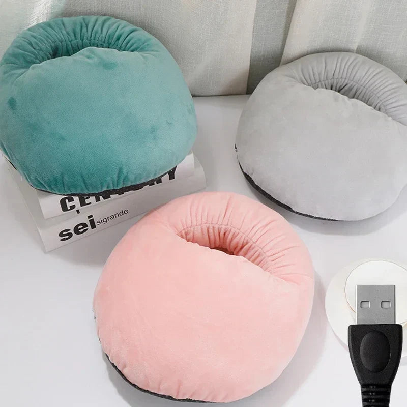 Electric Heated Foot Warmer with Plush Insulation and Washable Cover for Desk and Couch