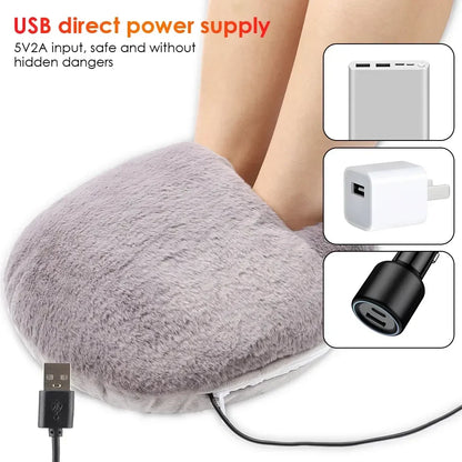 Electric Heated Foot Warmer with Plush Insulation and Washable Cover for Desk and Couch