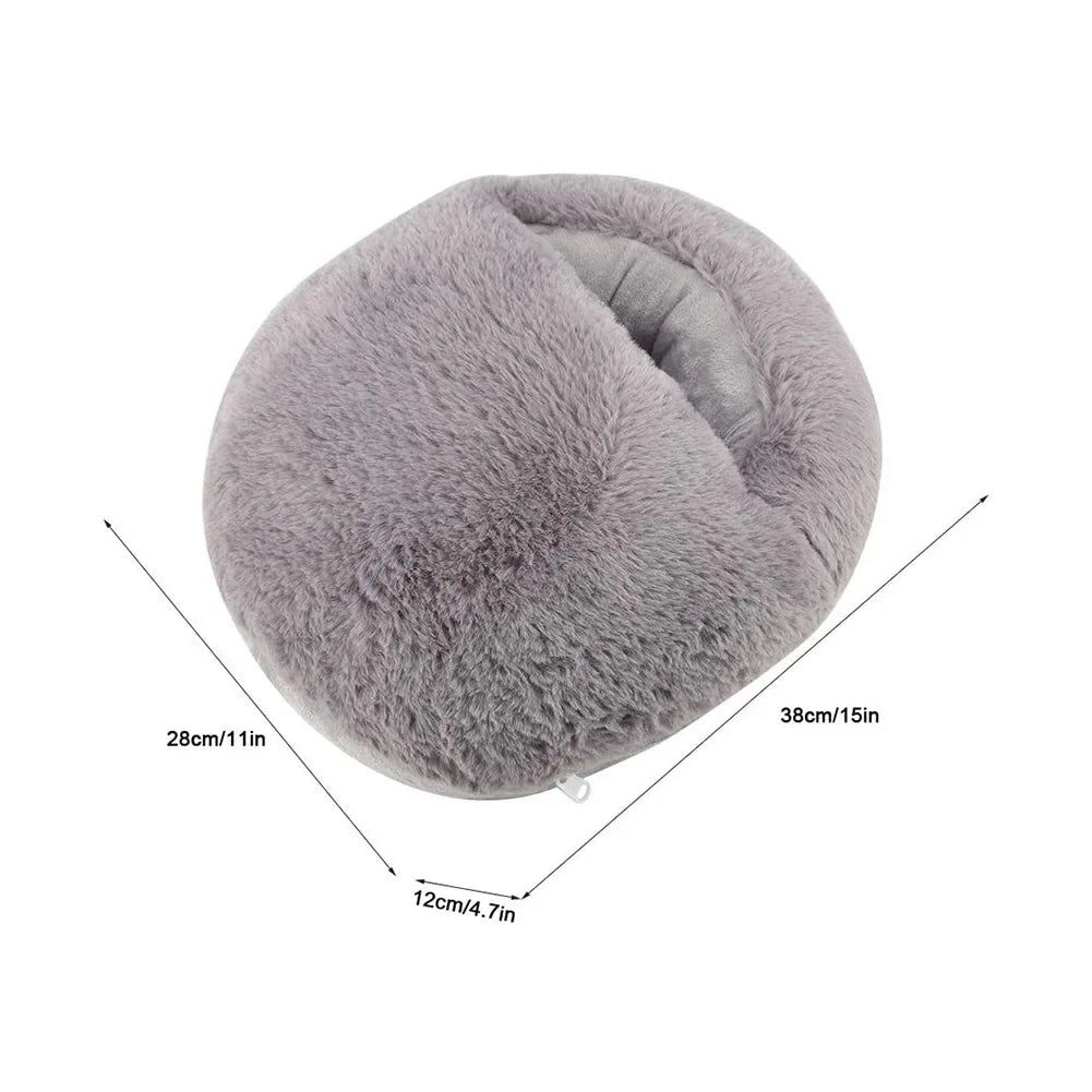 Electric Heated Foot Warmer with Plush Insulation and Washable Cover for Desk and Couch