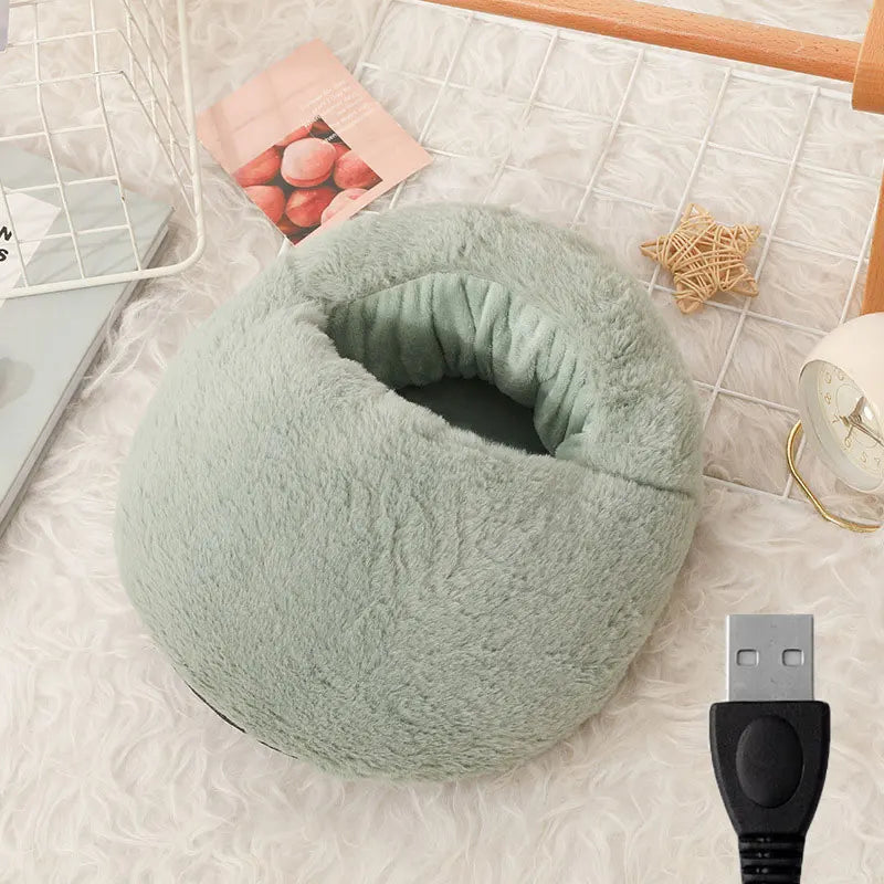 Electric Heated Foot Warmer with Plush Insulation and Washable Cover for Desk and Couch