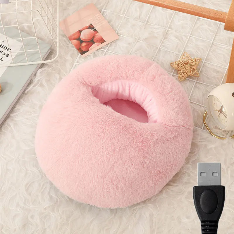 Electric Heated Foot Warmer with Plush Insulation and Washable Cover for Desk and Couch