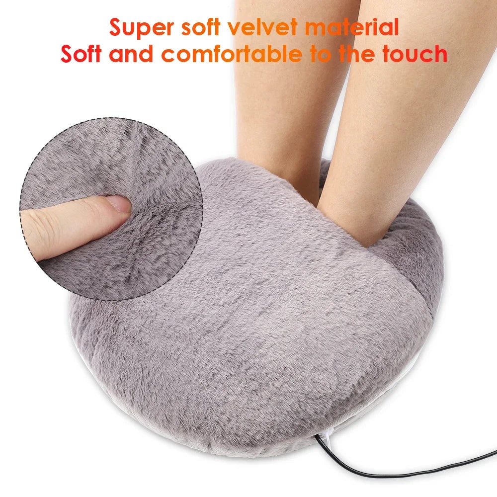 Electric Heated Foot Warmer with Plush Insulation and Washable Cover for Desk and Couch