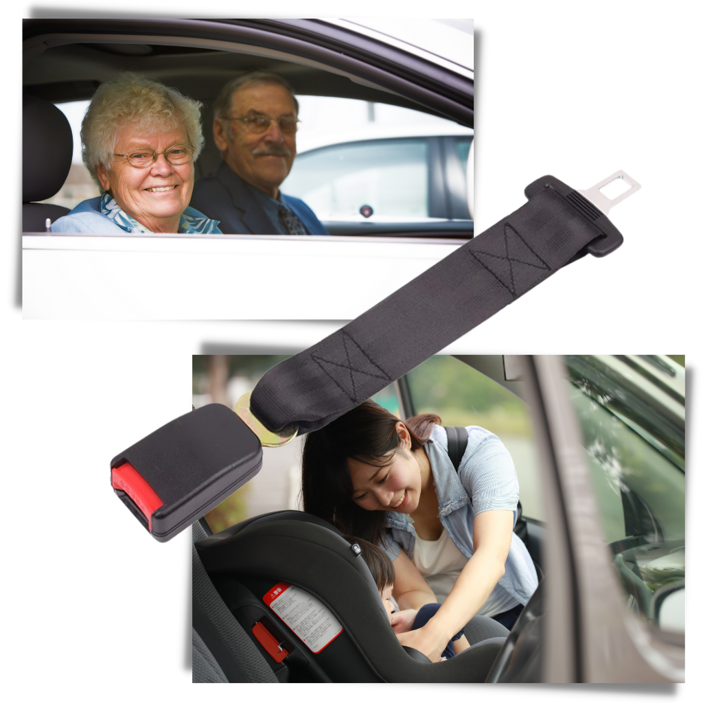 Seat Belt Extender with Stainless Steel Buckle and Polyester Webbing, 36cm Length