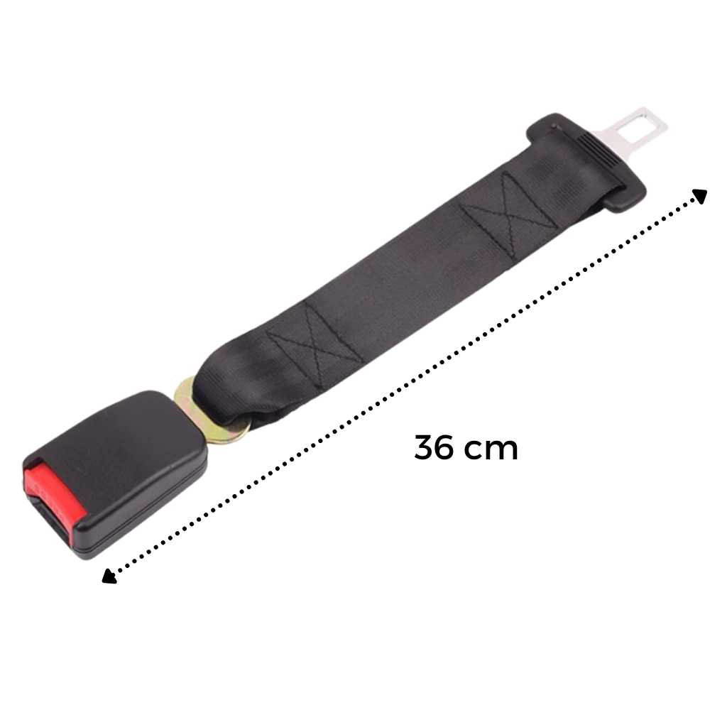 Seat Belt Extender with Stainless Steel Buckle and Polyester Webbing, 36cm Length