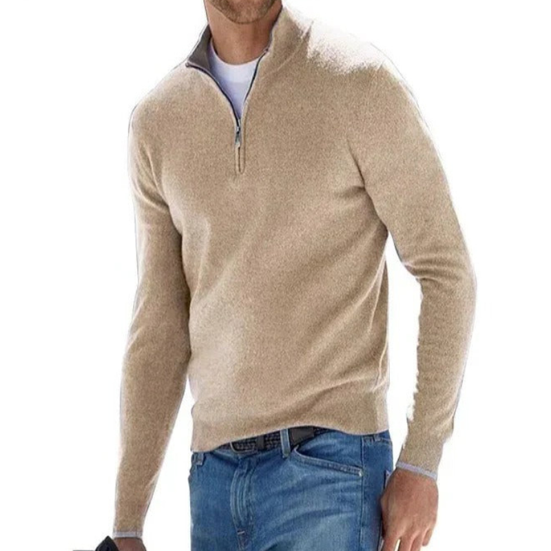 Cashmere Sweater Men's Zippered for Casual Wear
