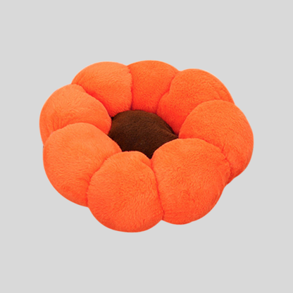 Plush Flower Pet Bed with Raised Petal Rim and Polyester Fill, Multiple Sizes