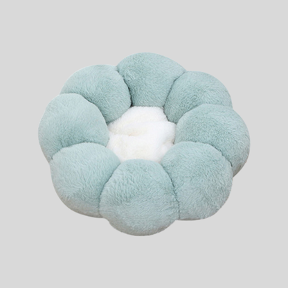 Plush Flower Pet Bed with Raised Petal Rim and Polyester Fill, Multiple Sizes