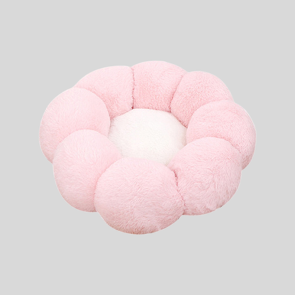 Plush Flower Pet Bed with Raised Petal Rim and Polyester Fill, Multiple Sizes