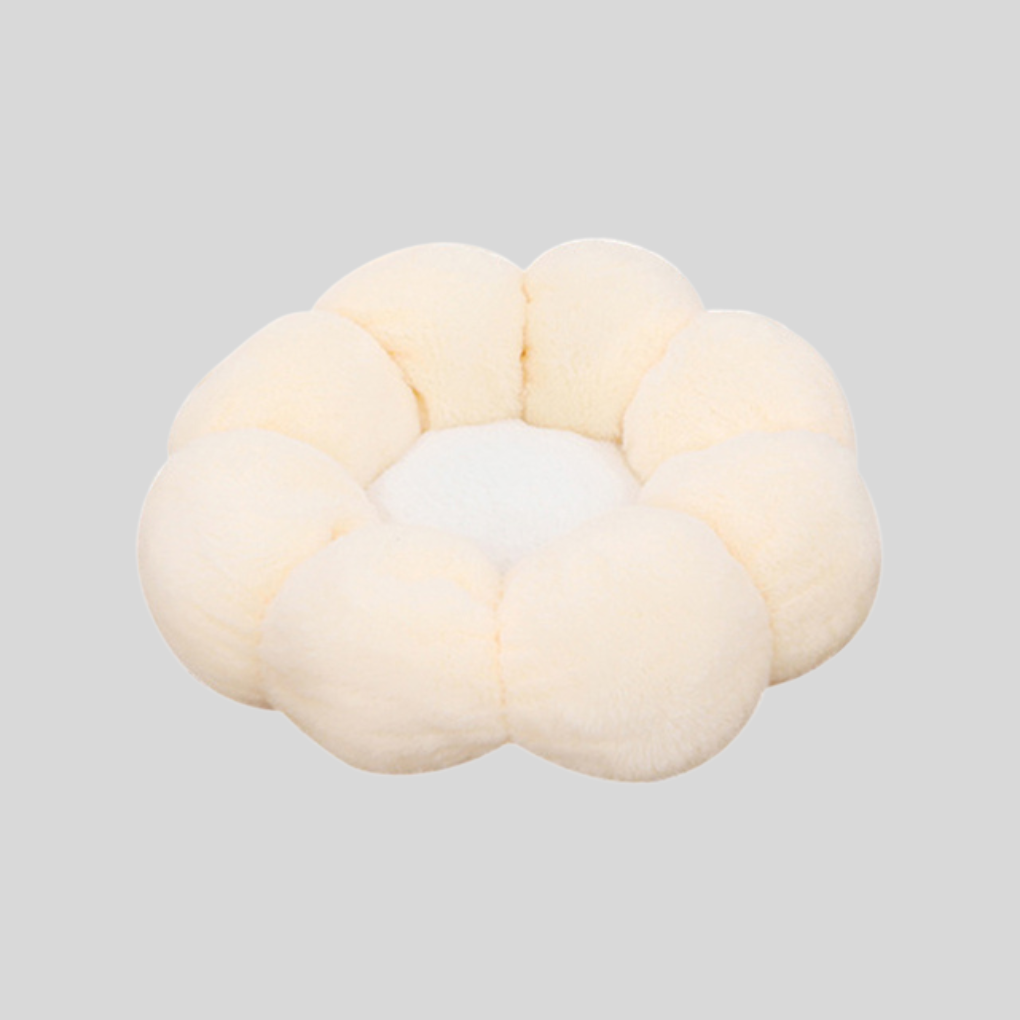 Plush Flower Pet Bed with Raised Petal Rim and Polyester Fill, Multiple Sizes