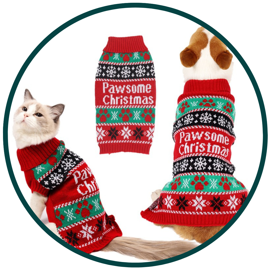 Acrylic Knit Pet Sweater with Snowman Graphics and Stretchy Neck, Five Sizes