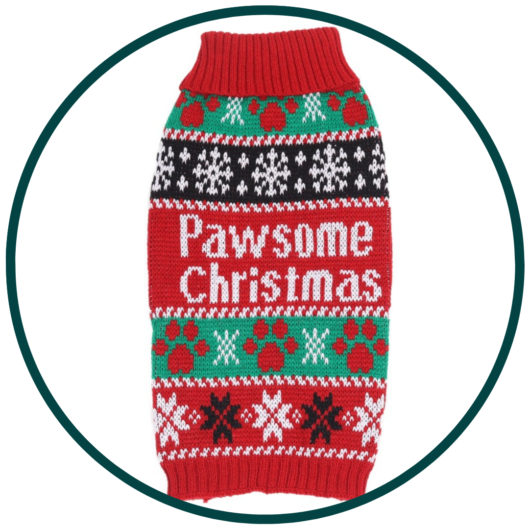 Acrylic Knit Pet Sweater with Snowman Graphics and Stretchy Neck, Five Sizes