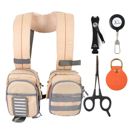 Fly Fishing Chest Bag with Adjustable Straps and Multiple Compartments, Water Resistant