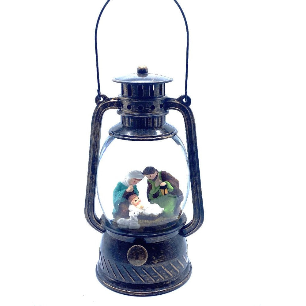 8-inch lighted musical nativity lantern snow globe