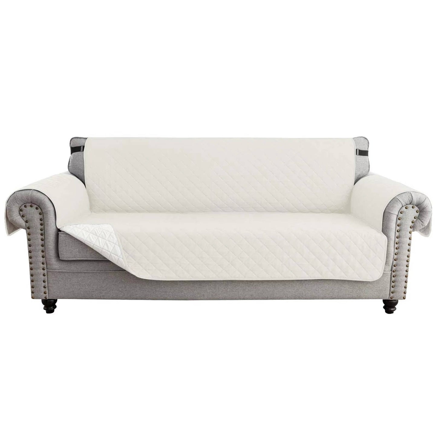 Reversible Sofa Cover for 3 Cushion Couch, Water Resistant Pet Protector with Elastic Straps