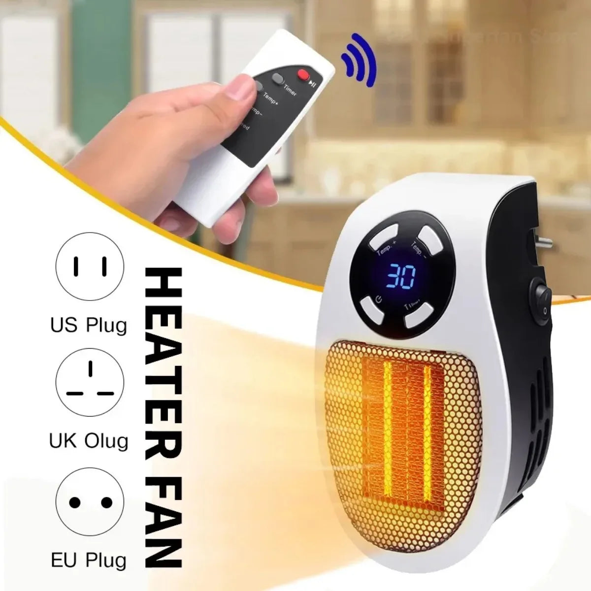 Portable Space Heater with Tip Over Protection and Overheat Shutoff