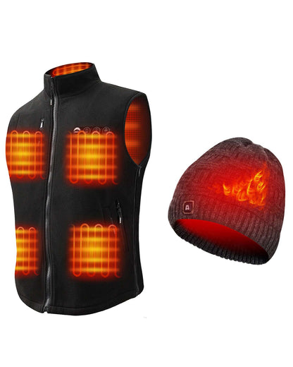 Rechargeable Heated Vest and Beanie Hat Set with 8 Heating Zones for Cold Weather