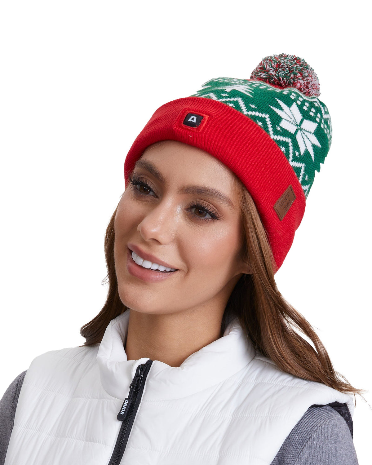 Rechargeable Heated Knit Beanie Hat with Dual Heating Pads and 3 Heat Modes for Winter