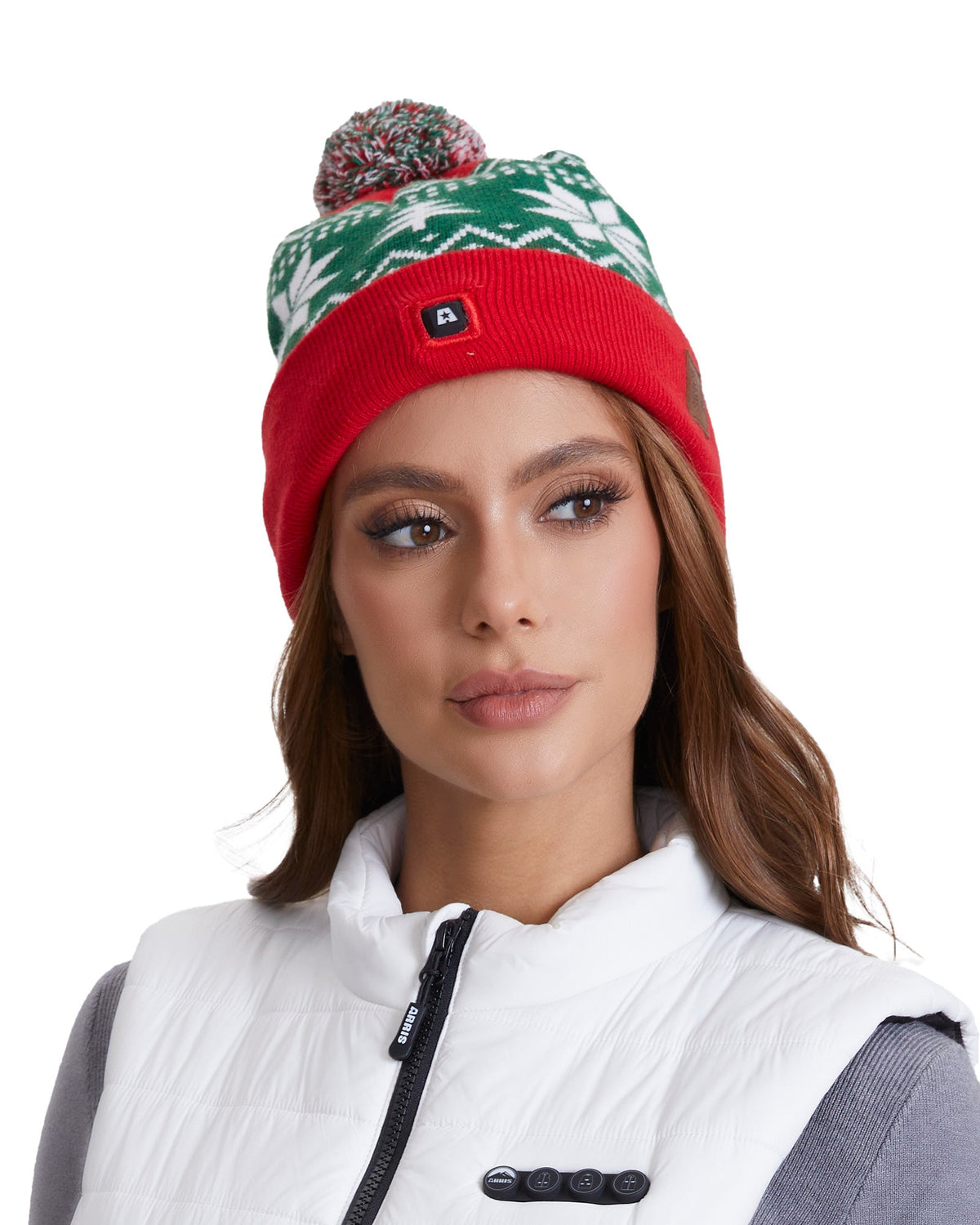 Rechargeable Heated Knit Beanie Hat with Dual Heating Pads and 3 Heat Modes for Winter