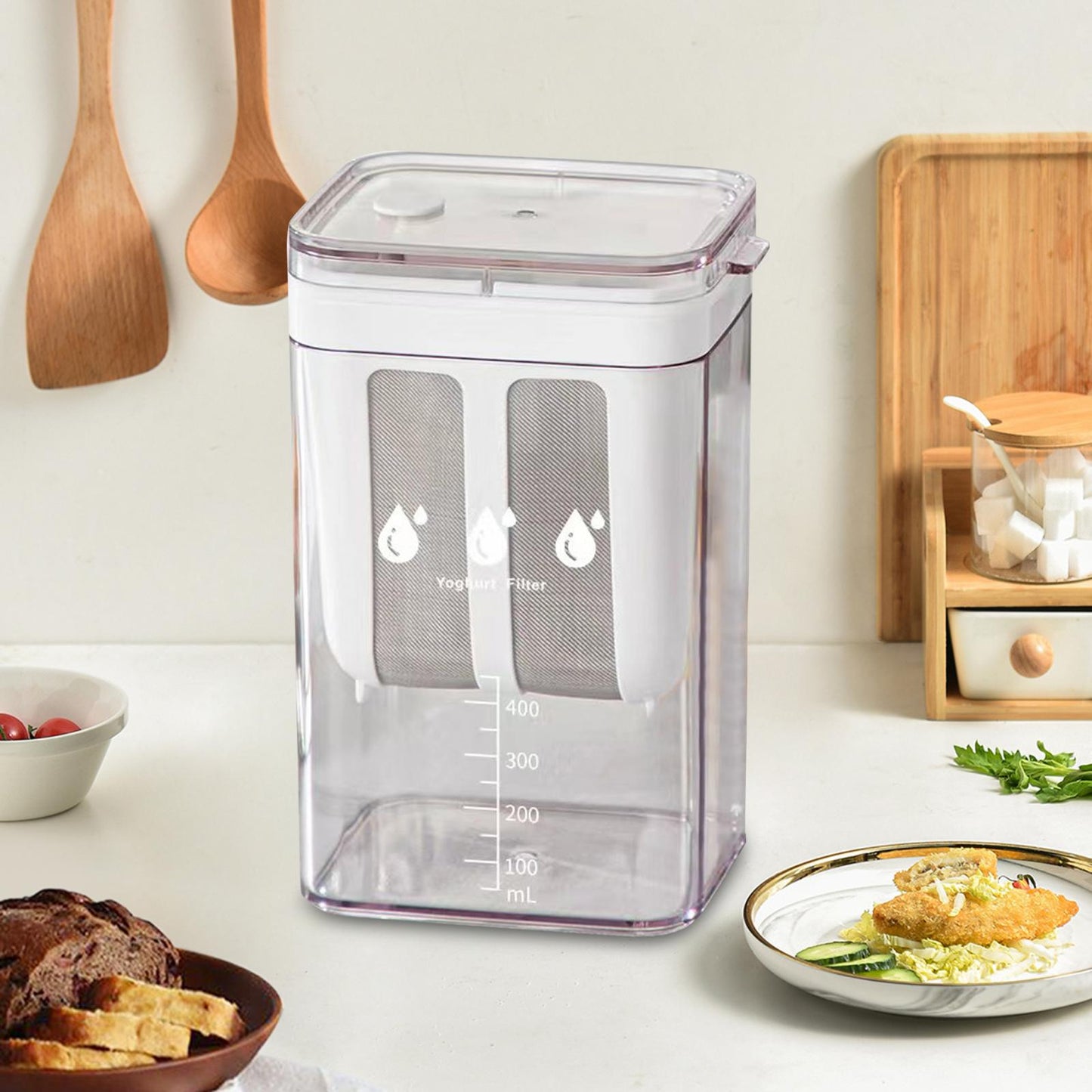 Greek Yogurt Strainer with Metal Mesh Basket and 1100ml Capacity