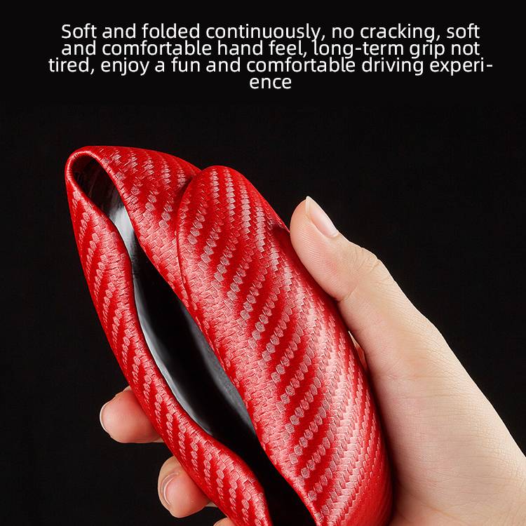 Steering Wheel Cover with Carbon Fiber Grip and Card Lock System, Textured Non Slip