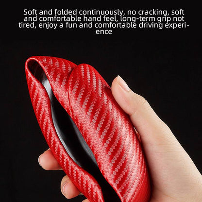 Steering Wheel Cover with Carbon Fiber Grip and Card Lock System, Textured Non Slip