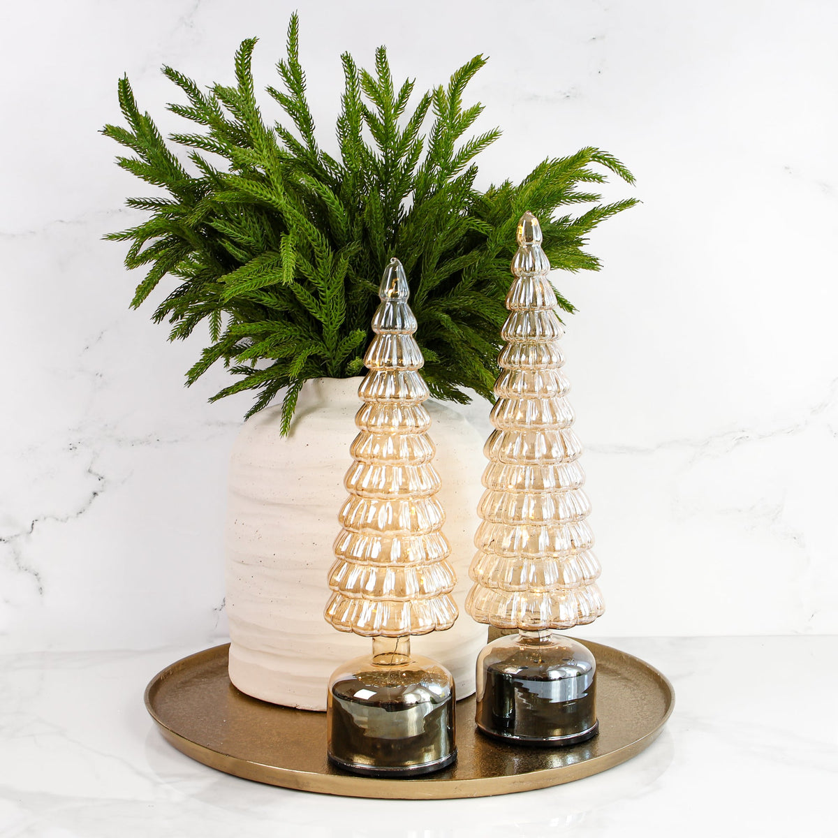 Rotating Champagne Glass Tree with 20 Warm White Micro Lights and Timer for Holiday Decor