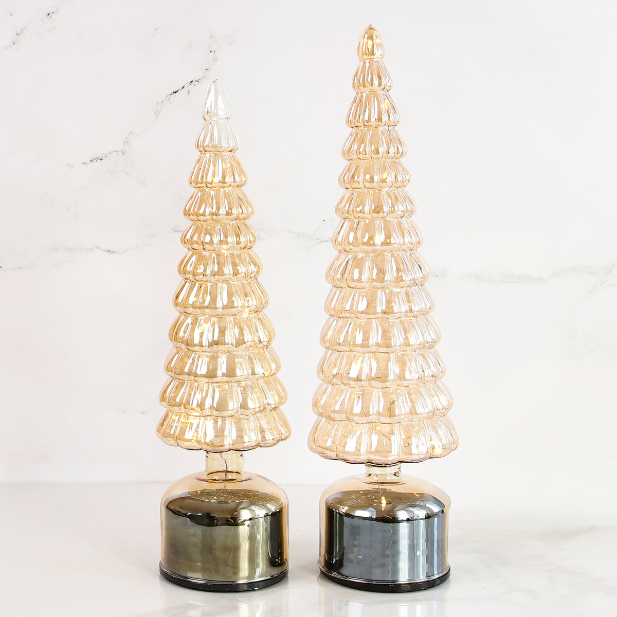 Rotating Champagne Glass Tree with 20 Warm White Micro Lights and Timer for Holiday Decor