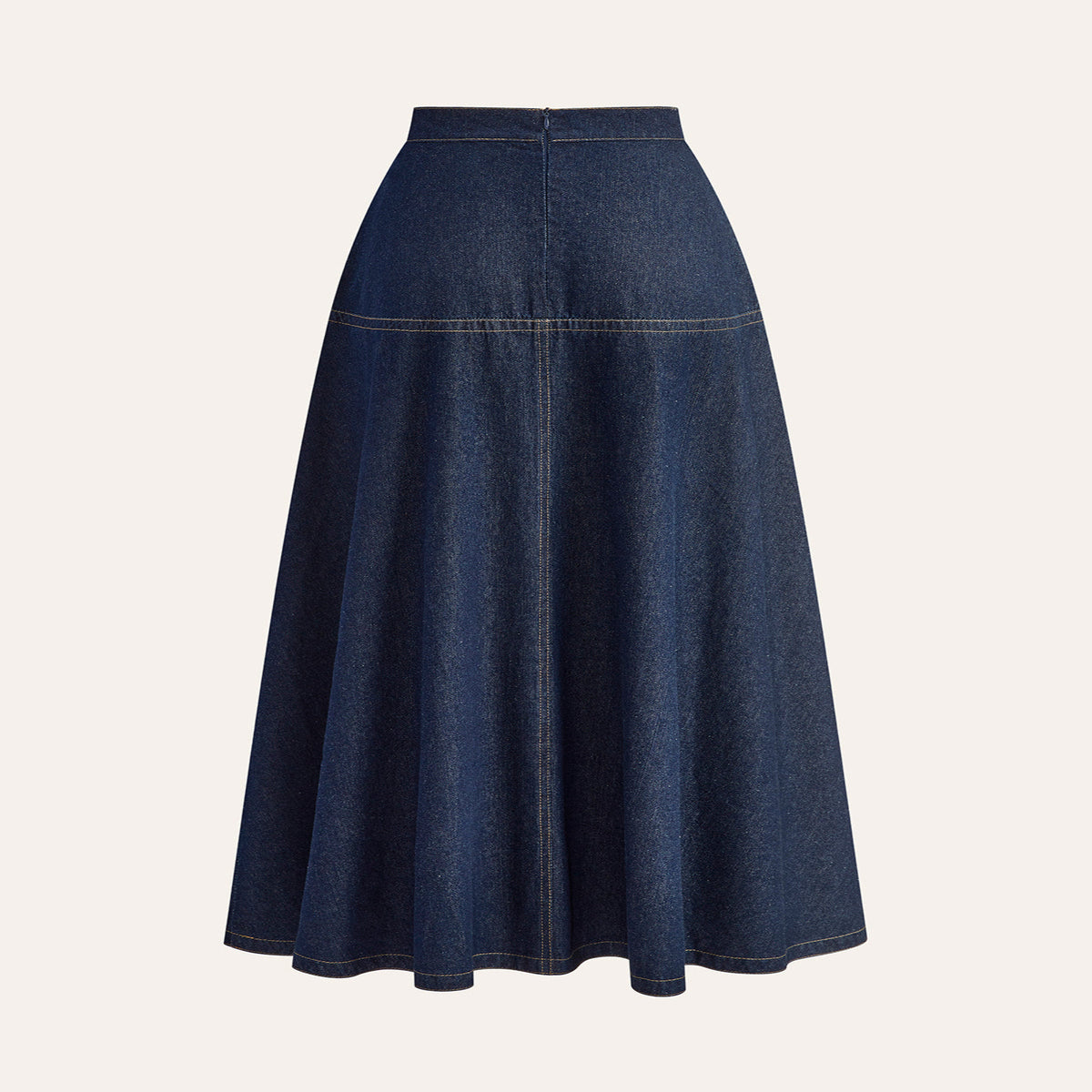 Mid Waist Denim Shorts with Invisible Zipper and Regular Fit