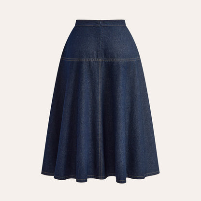 Mid Waist Denim Shorts with Invisible Zipper and Regular Fit