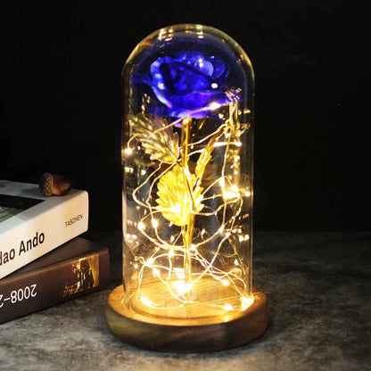 Preserved Rose with LED Dome Display and Battery Power